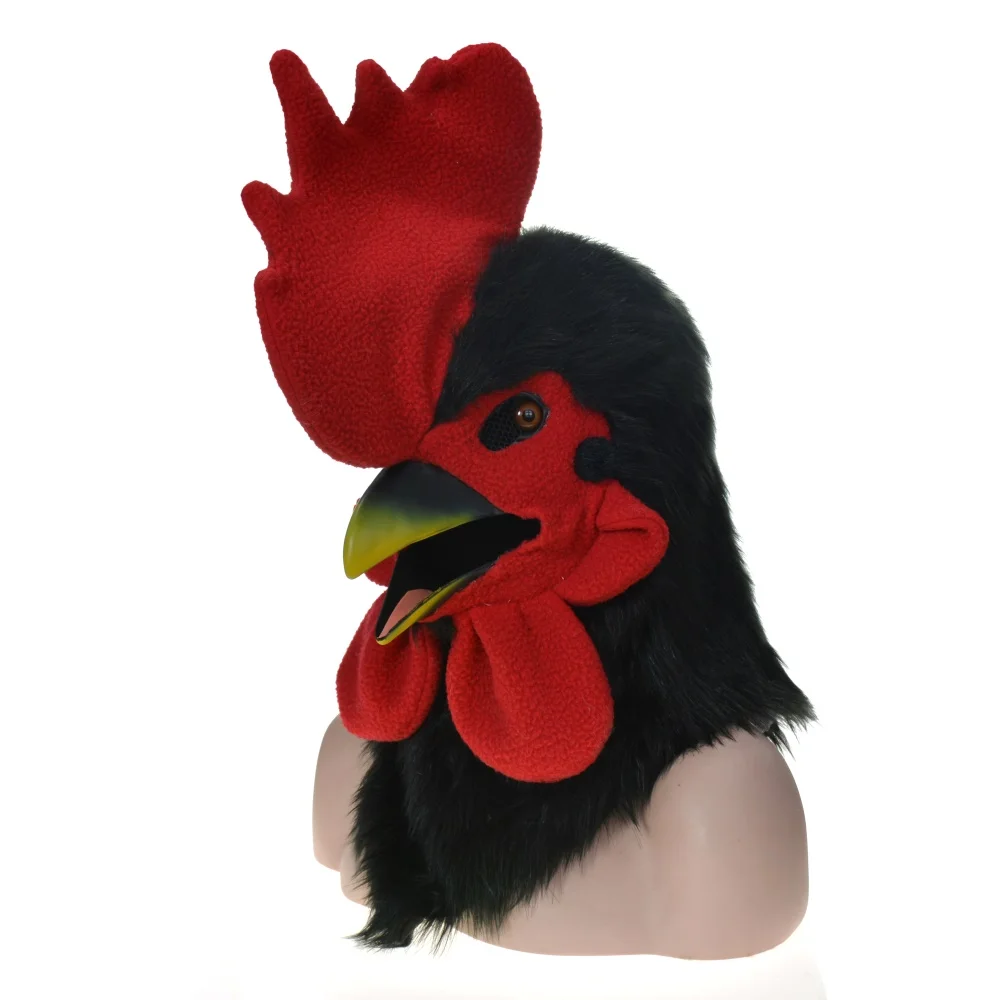 2022 HUITAI PLUSH  HANDMADE CARNIVAL MOVING MOUTH MASK  BLACK COCK MASQUERADE -MASKS COSPLAY PROPS