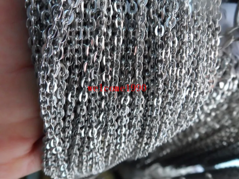 GNAYY WHOLESALE  Lot 12meter 1.5mm/2mm/2.4mm/3mm /4mm/4.5mm DIY Jewelry Finding/Makings Stainless Steel flat Oval Rolo Chain