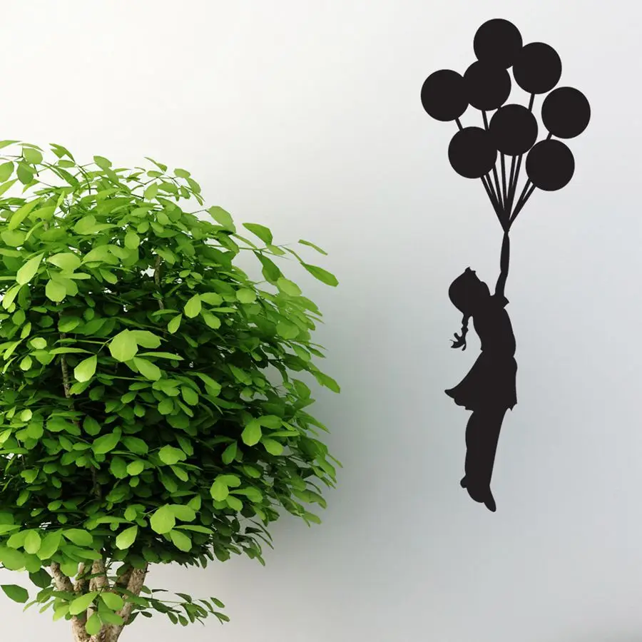 Banksy Wall Sticker Floating Balloon Girl Banksy Art home decor Vinyl wall decal Self Adhesive Graffiti DIY home decoration