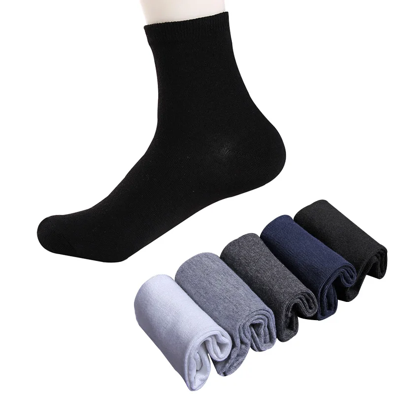 

5 Pairs Men Business Casual Sock Formal Solid Black White Meetting Wedding Short Sock Anti-friction Deodorant Male Calcetines