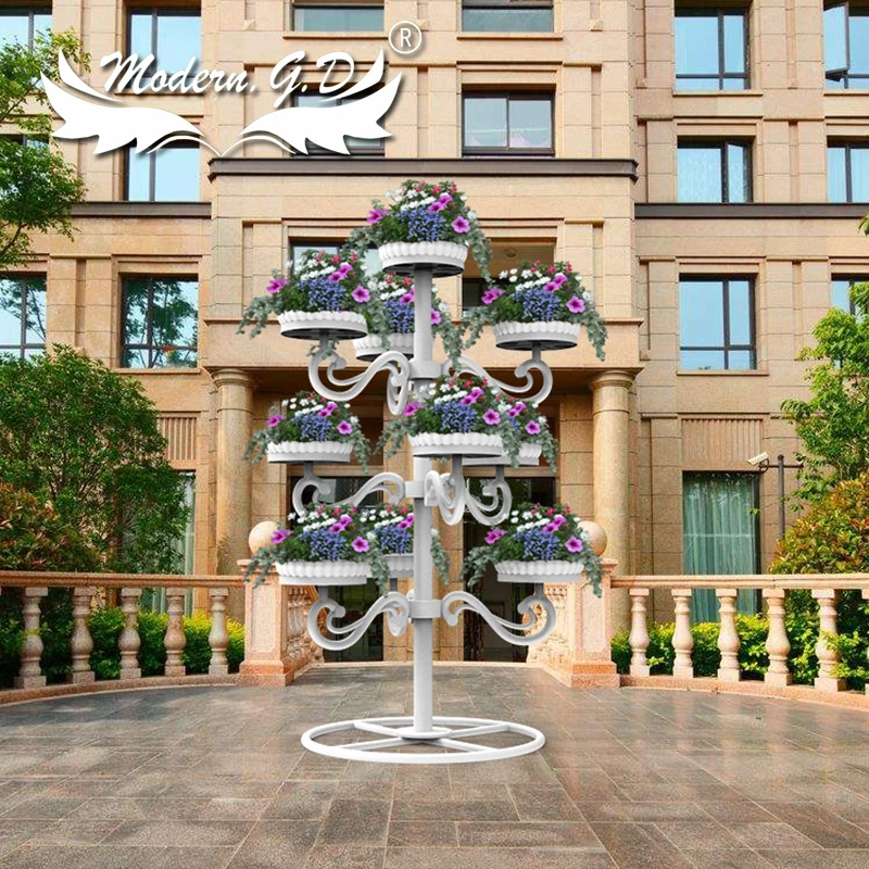 

vertical Auspicious tree Park landscaping greenery planting pot Large decorative flowers iron frame