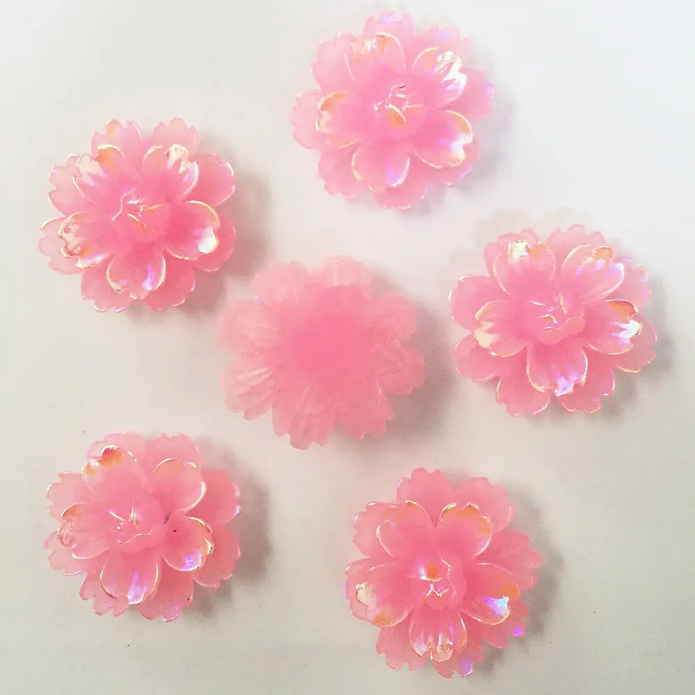 NEW 12PCS 25mm AB Resin Candy Color Flower Stone Flatback Wedding Buttons Crafts K131*2