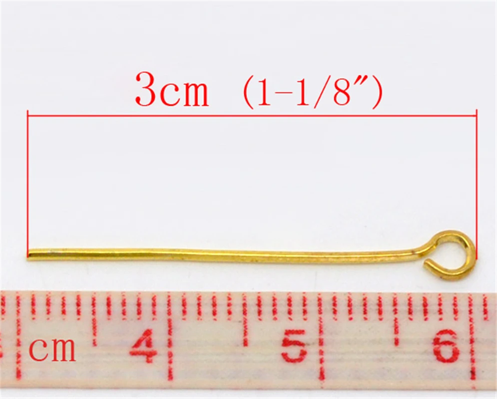 DoreenBeads-500 Pines de ojo de color dorado, 30x0,7mm, calibre 21, B01660, yiwu