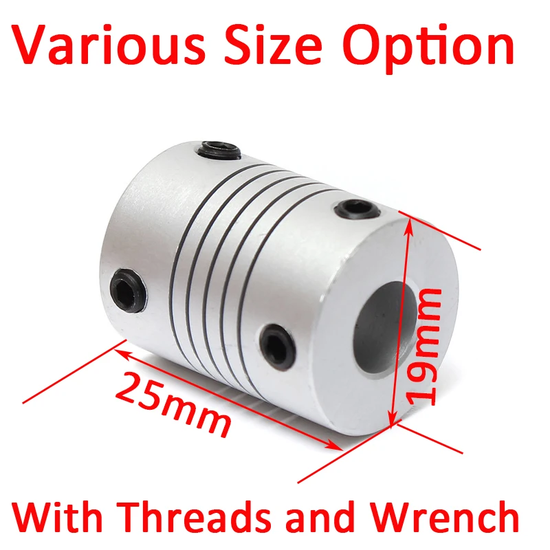 Aluminum Flexible Shaft Coupling OD19mm x L25mm CNC Stepper Motor Coupler Connector DIY RC Model Parts