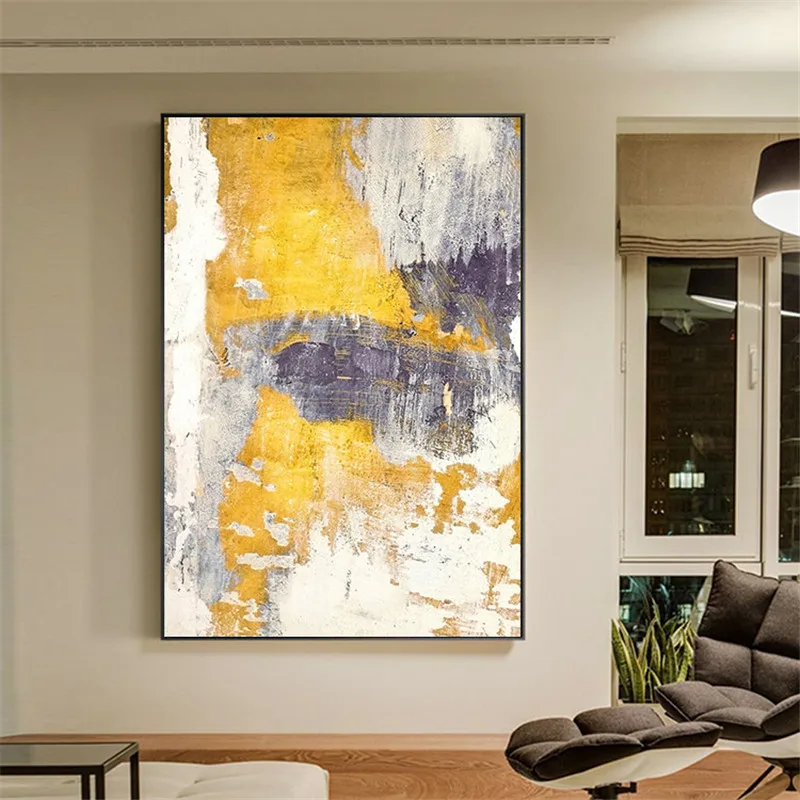 

Canvas oil painting cuadros decoracion abstract yellow acrylic nordic painting Wall art Pictures for living room home decor61