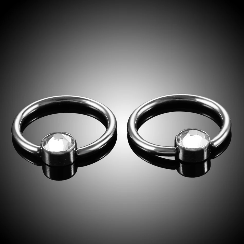 1PC Titanium Septum Piercing Nose Ring Hoop Flat Gem 3/4MM BCR & CBR Helix Tragus Labret Rings Piercing 16G Body Pircing Jewelry