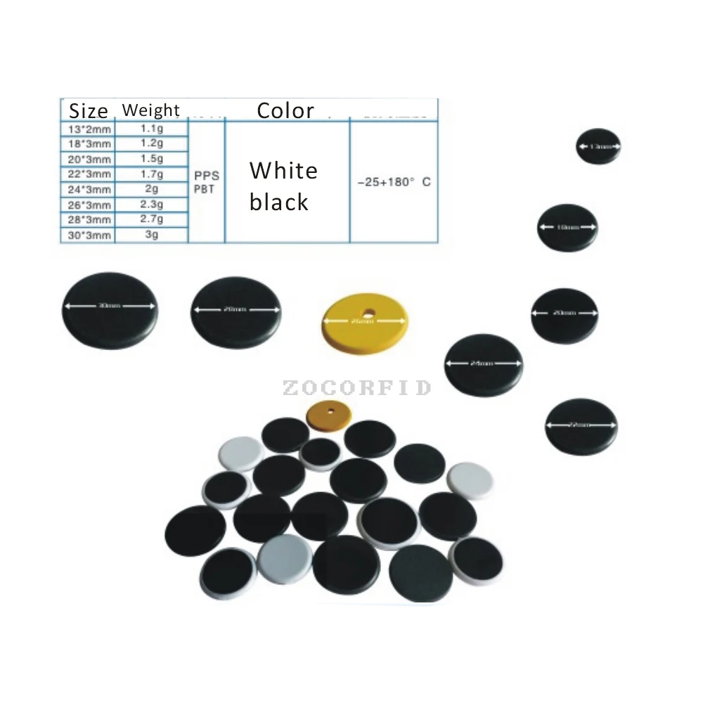 10pcs/lot rfid PPS laundry tag  20cm RFID card Patrol button \ RFID round label \ RFID asset management tags