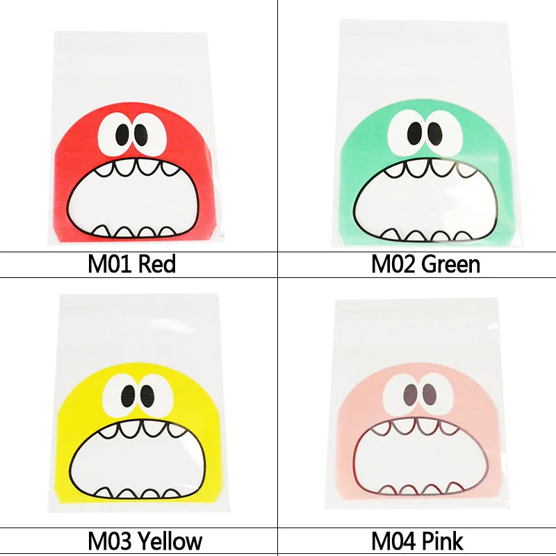 50/100pcs Cute Monster Sharp Teeth Plastic Bags Xmas Gift Packaging Bags Wedding Candy Bag OPP Bags Birthday Easter Party Decor images - 6