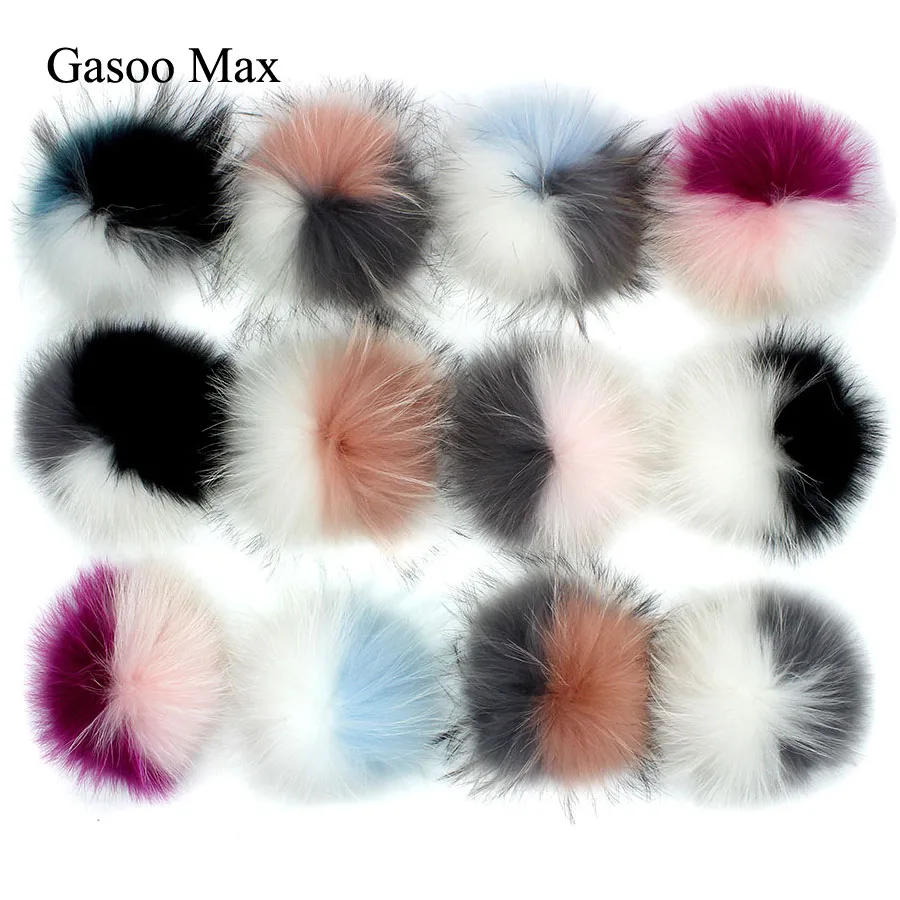 4pcs/lot 2019 DIY 13cm Raccoon Fur Pom Pompon Fur balls For Newborn Baby Winter knitted hat Cap Beanies Scarf Real Fur Pompoms