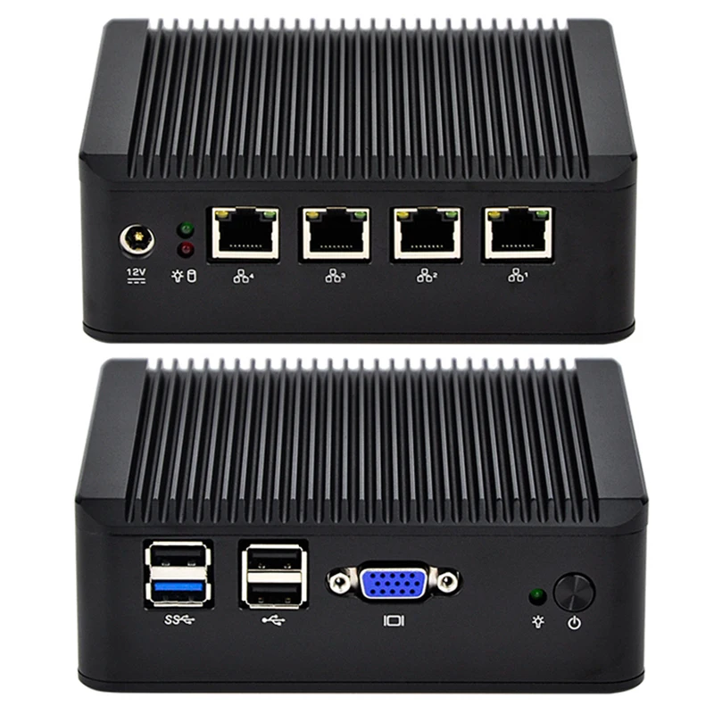 Qotom mini processador pc j1900 com núcleo quad nano itx 4 gigabit nic firewall roteador fanless computador q190g4u