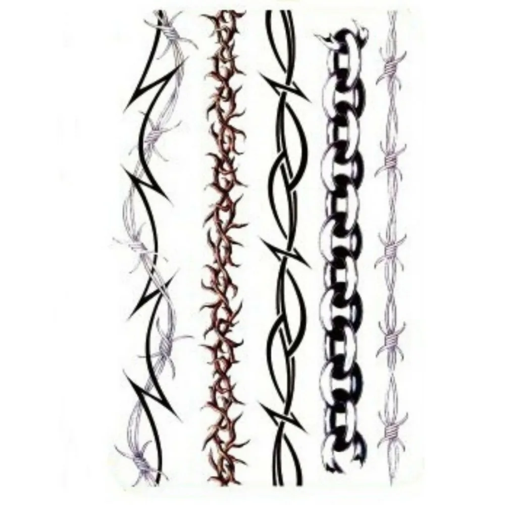 BARBED WIRE TEMPORARY TATTOOS SET, MENS, WOMENS, KIDS, TRIBAL TATTOO TRANSFER  X1