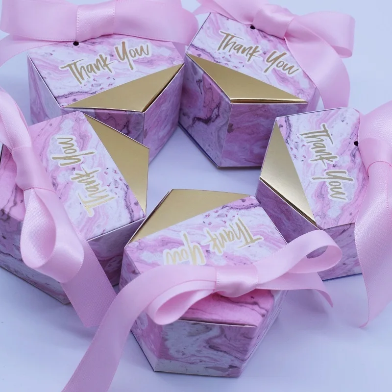 

New Pink Creative Marbling style Wedding Favors Party Supplies Baby Shower Decorations thanks Gift Box Candy Boxes Paper Bag