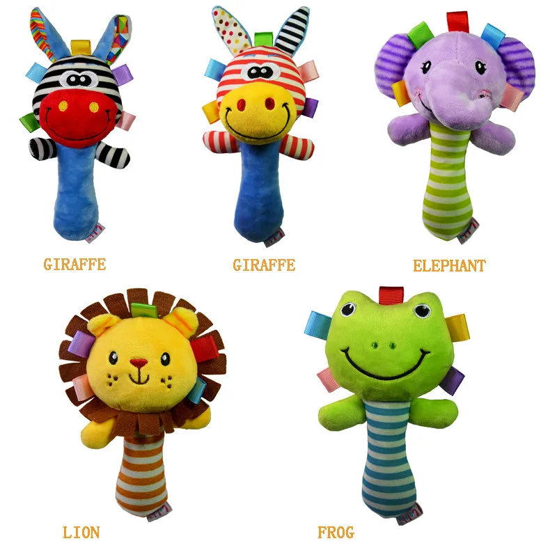 Lelebe Baby Kid Toy Ring Bell BB Baby Early Educational Doll Rod simpatico cartone animato animale musicale peluche sonaglio Squeaker Toy