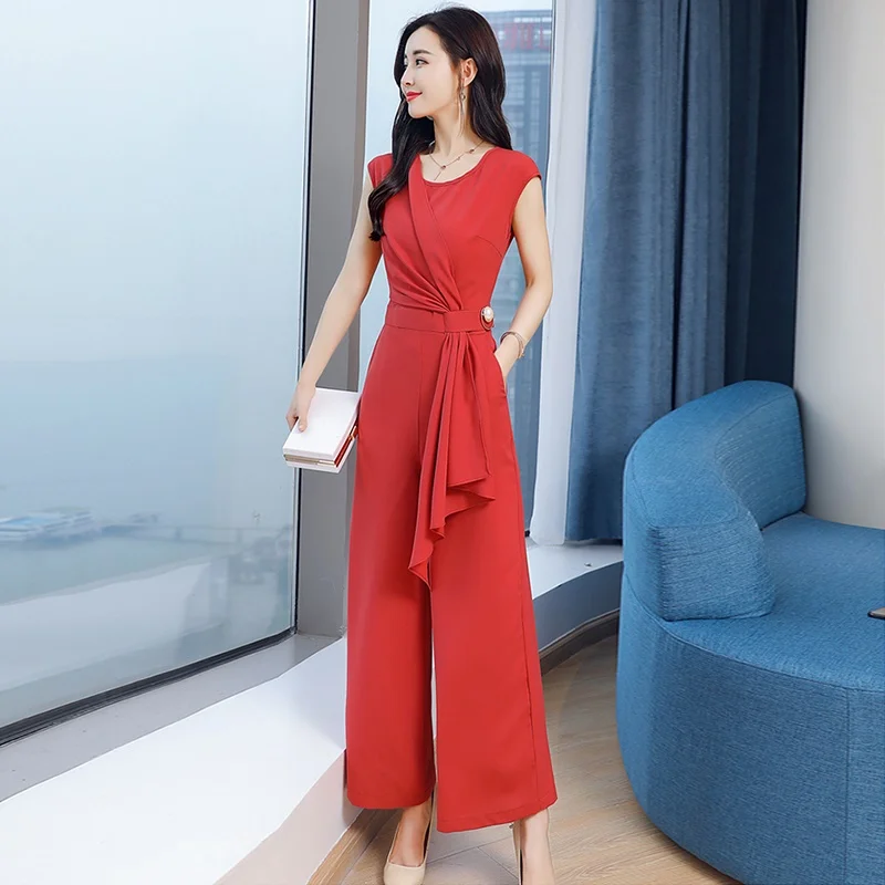 หญิง Jumpsuit 2019 ฤดูร้อนใหม่ไม่สม่ำเสมอคนดัง Jumpsuit Nordic Way Solid สี Ol Elegant Jumpsuits สำหรับผู้หญิง 2019 DD2076