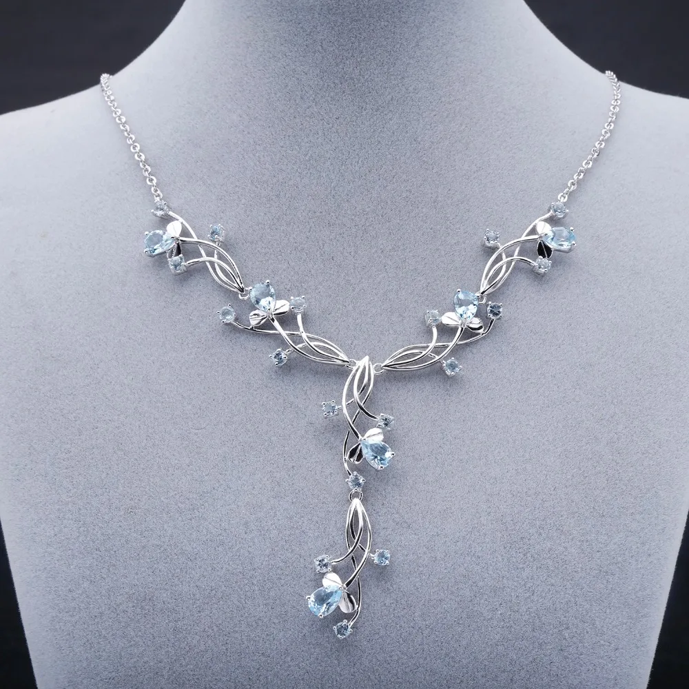 Gem's Ballet 7.89ct Natural Sky Blue Topaz Romantic Gemstone Pendants For Ladies 925 Sterling Silver Cute Necklace Fine Jewelry