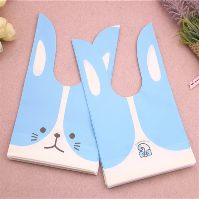 Wholesale 50pcs/lot 10x17cm Lovely Party Candy Gift Packaging With Cat Biscuit Bolsas De Regalo Cute Rabbit Ear Cookies Bag