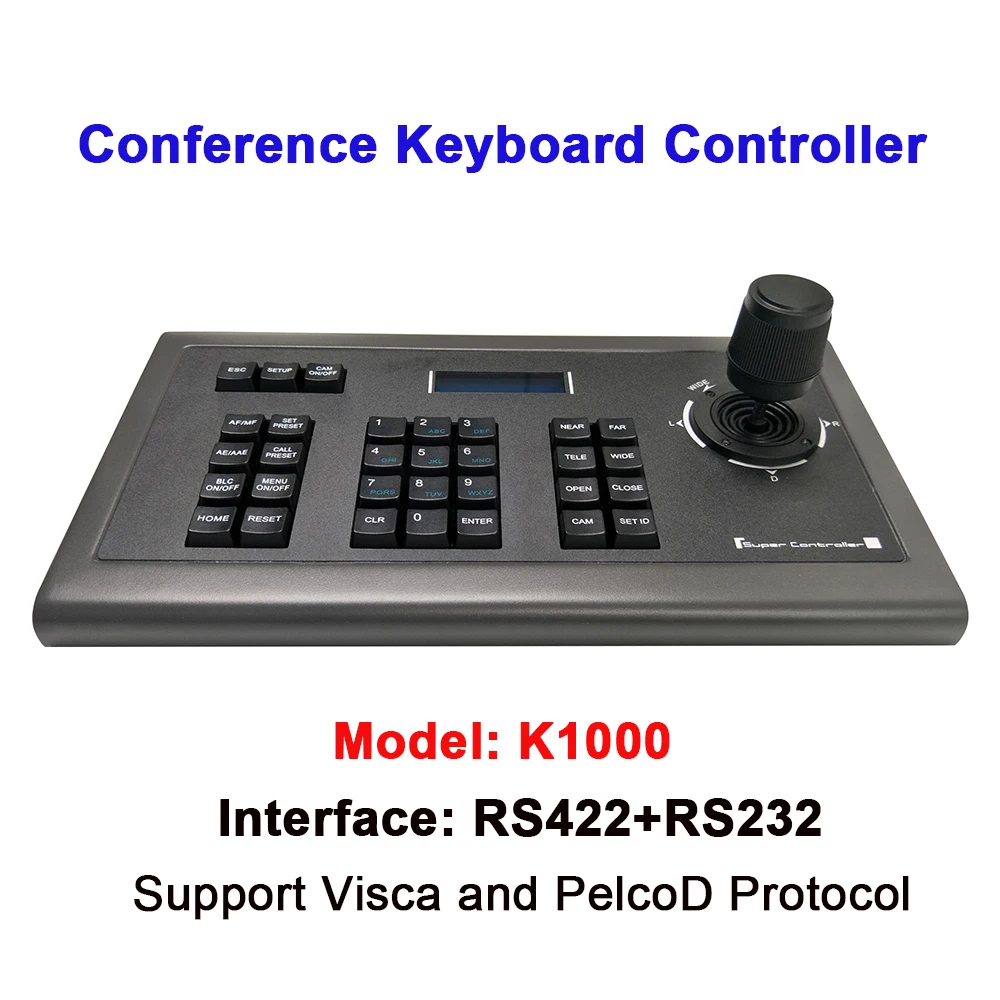 HD RS232/RS422/RS485 3D Joystick Camera Controller Keyboard for HD PTZ Camera, Conference Camera with Pelco D/P Visca Protocol