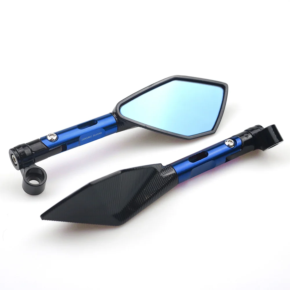 Universal CNC Aluminum Motorcycle Handlebar Rear View Mirrors Blue Anti-glare Mirror for Honda Yamaha Suzuki Scooter ktm