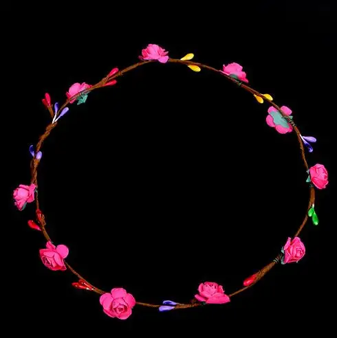 Led Flower Wreath Headband Crown Festival Floral Garland Bohemia for Park Wedding Headdress Glow Hair Band Hen Party favors