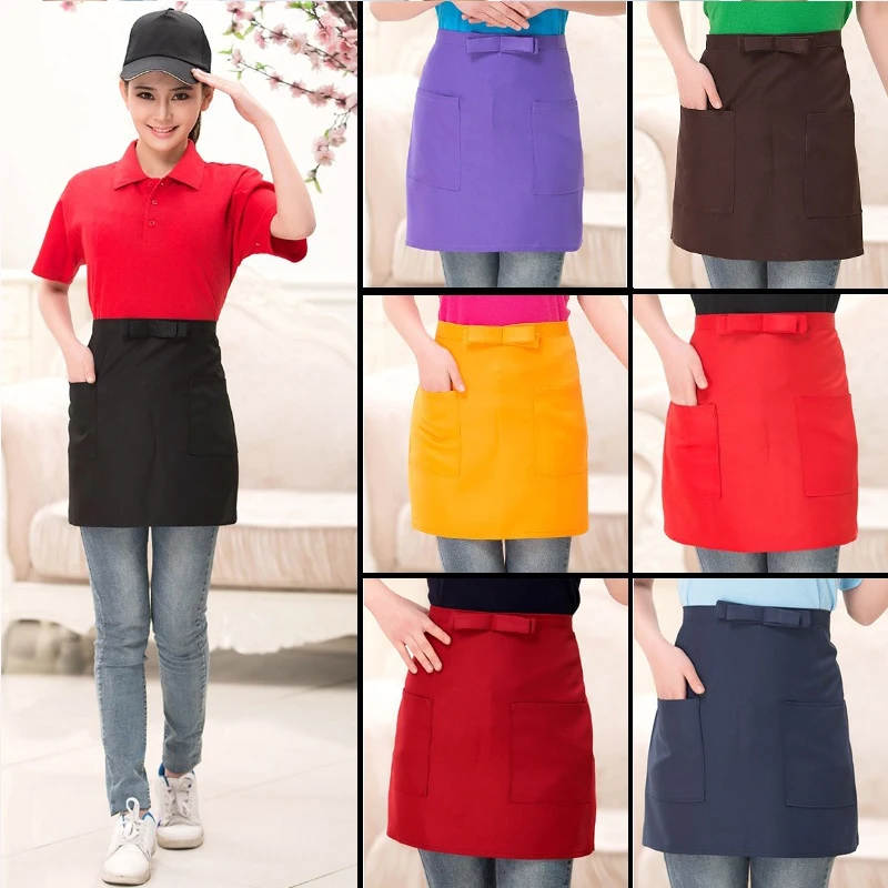 Sleeveless Half-Length Apron Fashion Kitchen Short Waist Apron Catering Chef Waiter Bar Aprons cook Work clothes accessories