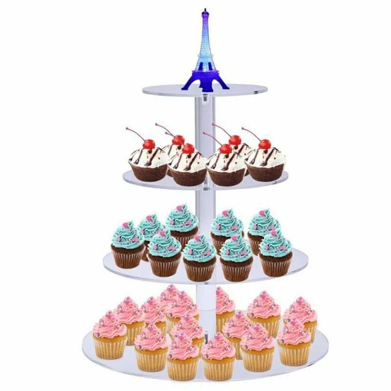 3/4/5 Tier Crystal Acrylic Cake Stand Round Cupcake Holder Shelf Wedding Birthday Party Cup Cake Display Stands Decorating Tools