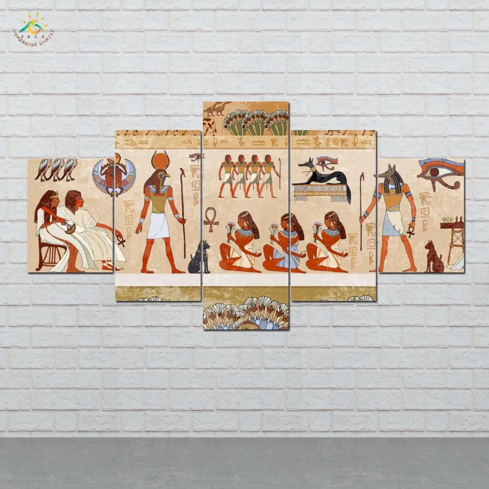 

5 Panel Egyptian Murals Wall Art Prints on Canvas Modern Posters and prints for Room Decoration for Home Decor