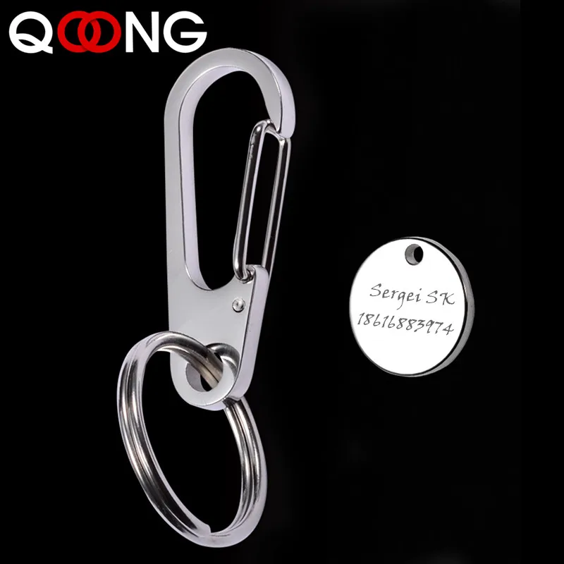 QOONG-Porte-clés pour hommes, acier inoxydable de haute qualité, breloques de sac, pendentif, clé de voiture JO, porte-anneau, bijoux, Y42, 2024