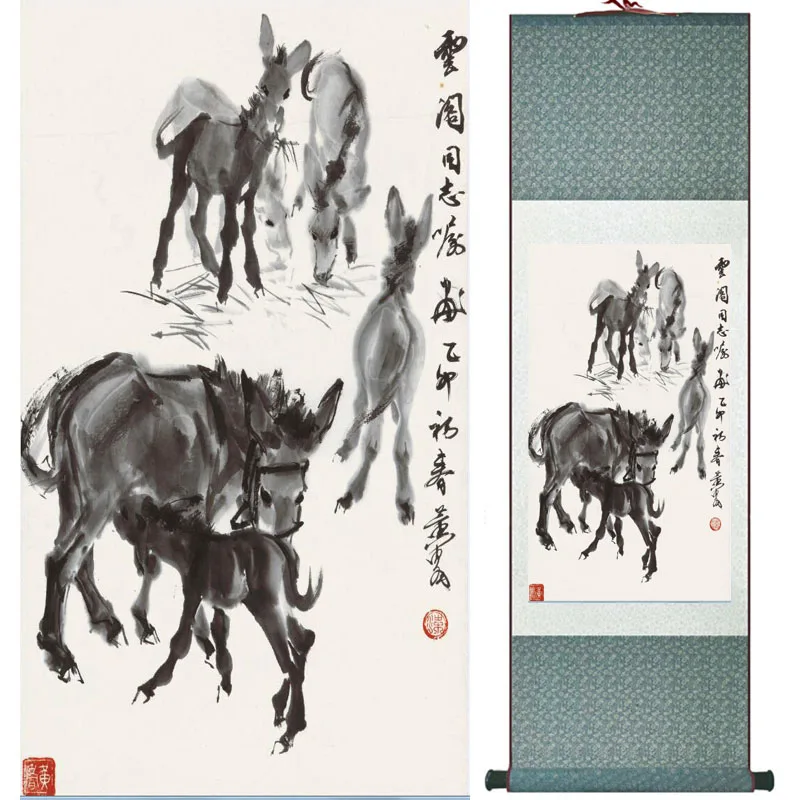 

Donkey art painting ink painting traditional Chinese Art Painting Home Office Decoration donkey picture LTW2017121504