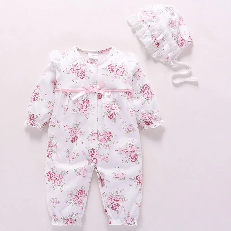 newborn baby girl clothes cotton vintage flower lace princess little girls infant rompers jumpsuit baby clothing 0-3 6 9 months