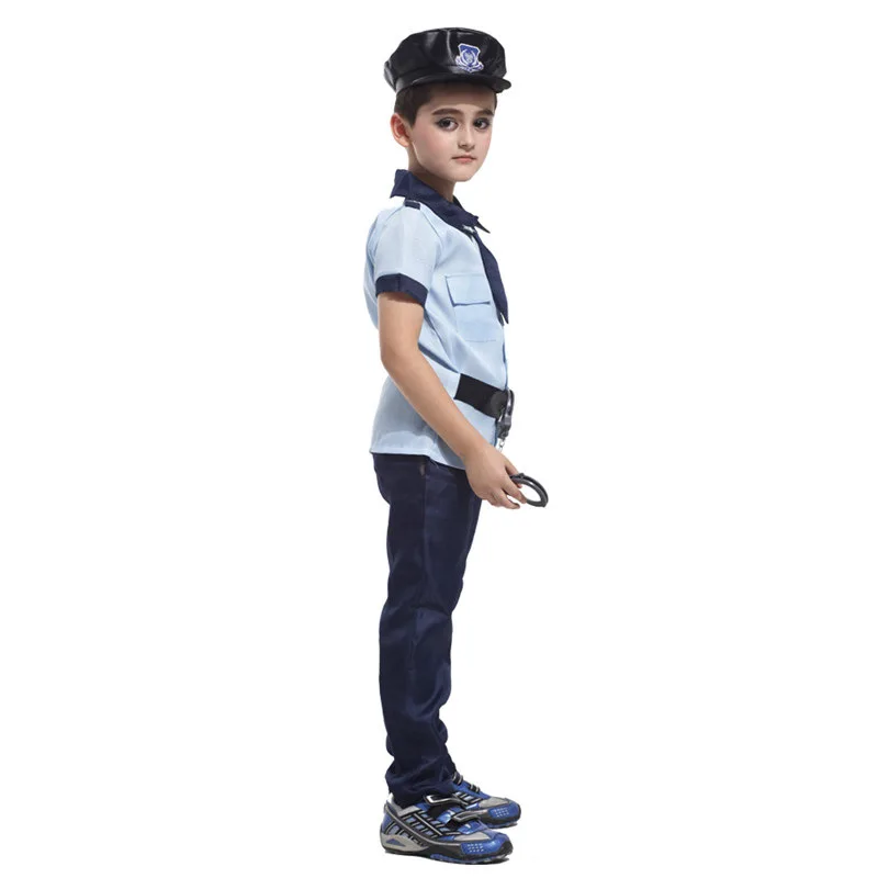 Kinder Jungen Polizist Kostüm Polizeiuniformen für Neujahr Weihnachten Karneval Halloween Kostüm Kinder Cosplay Kleidung