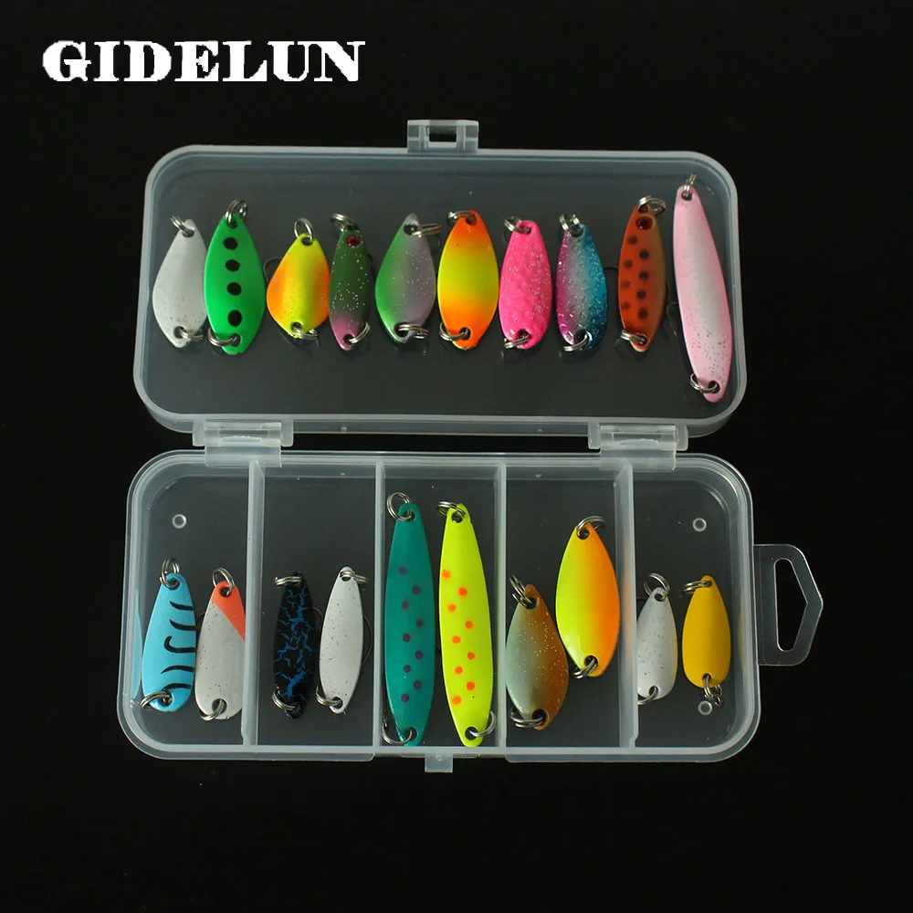 

free shipping fishing lure set 20pcs/set 1.9g/2g/2.1g/2.5g/3g/3.5g/4g/5g fishing spoon lure isca artificial trout lure crankbait