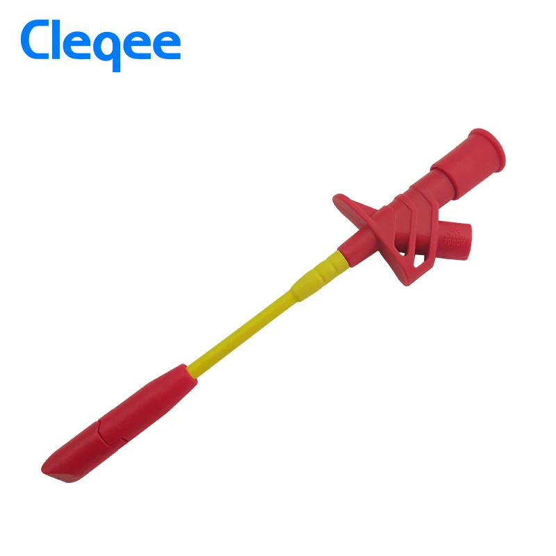 Cleqee P5005 2pcs 10A Professional Piercing Needle Test Clips Multimeter Testing Probe Hook with 4mm Socket