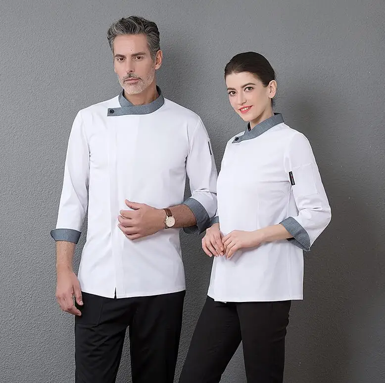 

Chef's Long-sleeved Male Female Hotel Dining Kitchen Baking Clothes Men Women Restaurant BBQ High Quality Cook Overalls H2001