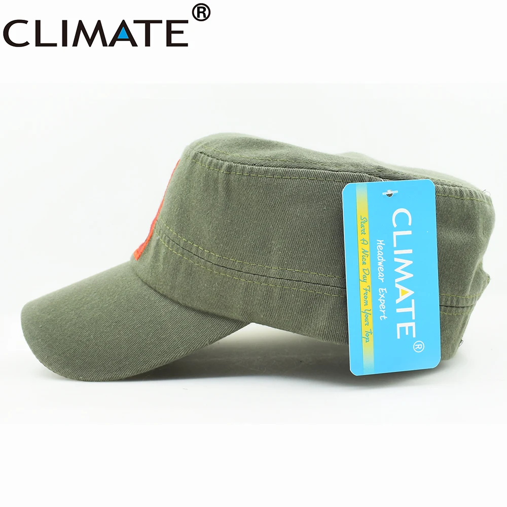 CLIMATE New Men Cool Military Caps Chinese Chairman Mao Zedong Cap Army Green Flat Top Cap The Communist Party Adult Hat Caps