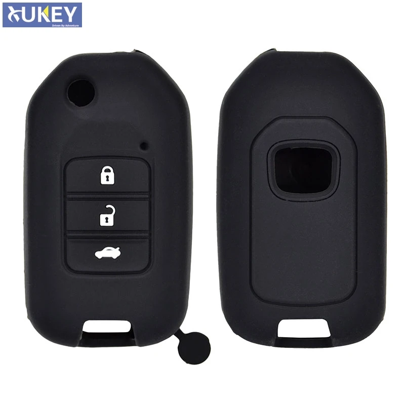 Funda de silicona con 3 botones para mando a distancia de coche, cubierta de bolsillo para Honda Civic CR-V, HR-V, Accord, Jade Crider Odyssey,