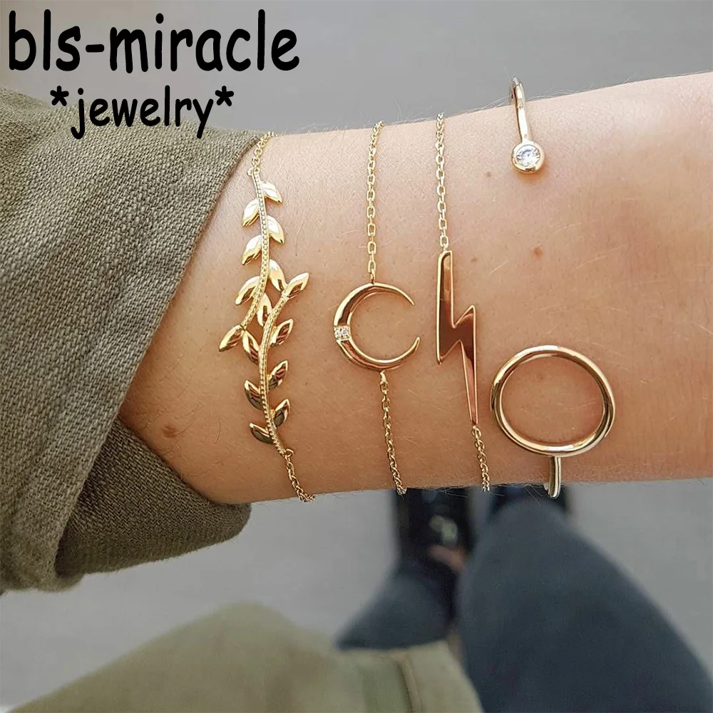 Bls-miracle Bohemian Geometric Bracelets & Bangles For Women Gold Color Crystal Charm Multi-layer Bracelet Femme Party Gifts