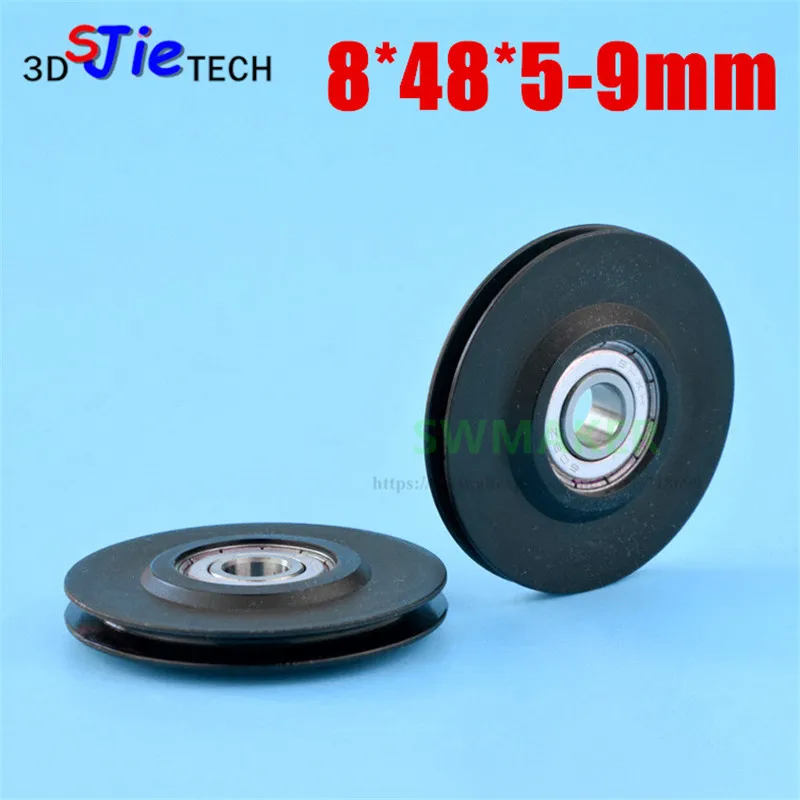 8*48*5 -9mm groove V slot U, 2mm thin line guide wheel, nylon wheel, 608 bearing rolling pulley