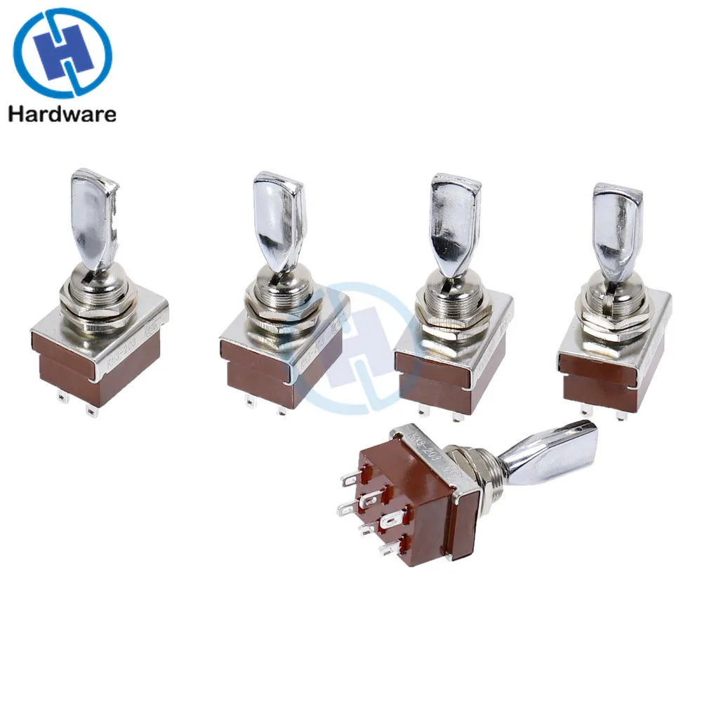 5pcs KN3-203 Rocker Latching Toggle Switch 3 Positions ON-OFF-ON 3A/250V Handle Switch 6pins