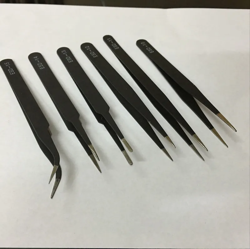6 in 1 Professional Anti-Static Stainless Steel Tweezers Maintenance Tools Kits  For small electronics Repair