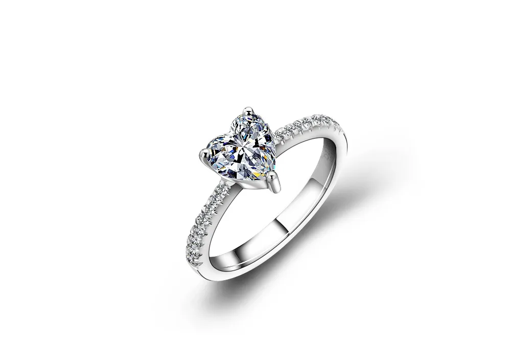 Cheestar Gem 14k White Gold Ring 1ct Heart Shape Moissanite For Gift