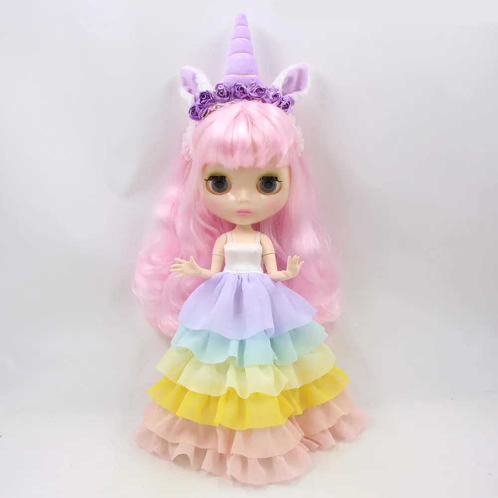 Clothes for 1/6 Blyth doll Unicorn outfit dress with cloak and hair band lovely princess dressing girl gift ICY BJD toy