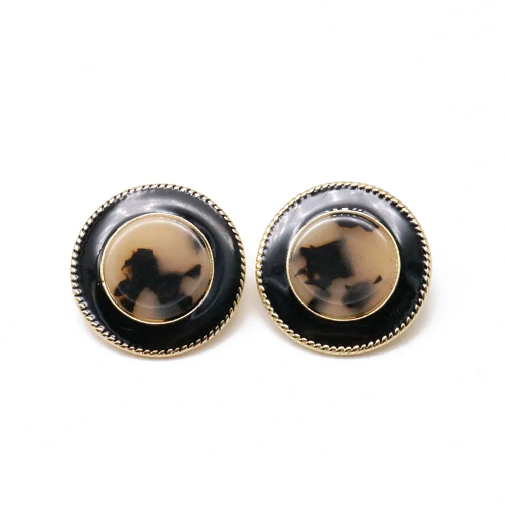Round Pearl Black Enamel Cute Fashion Clip Earrings Statement Ear Jewelry For Women