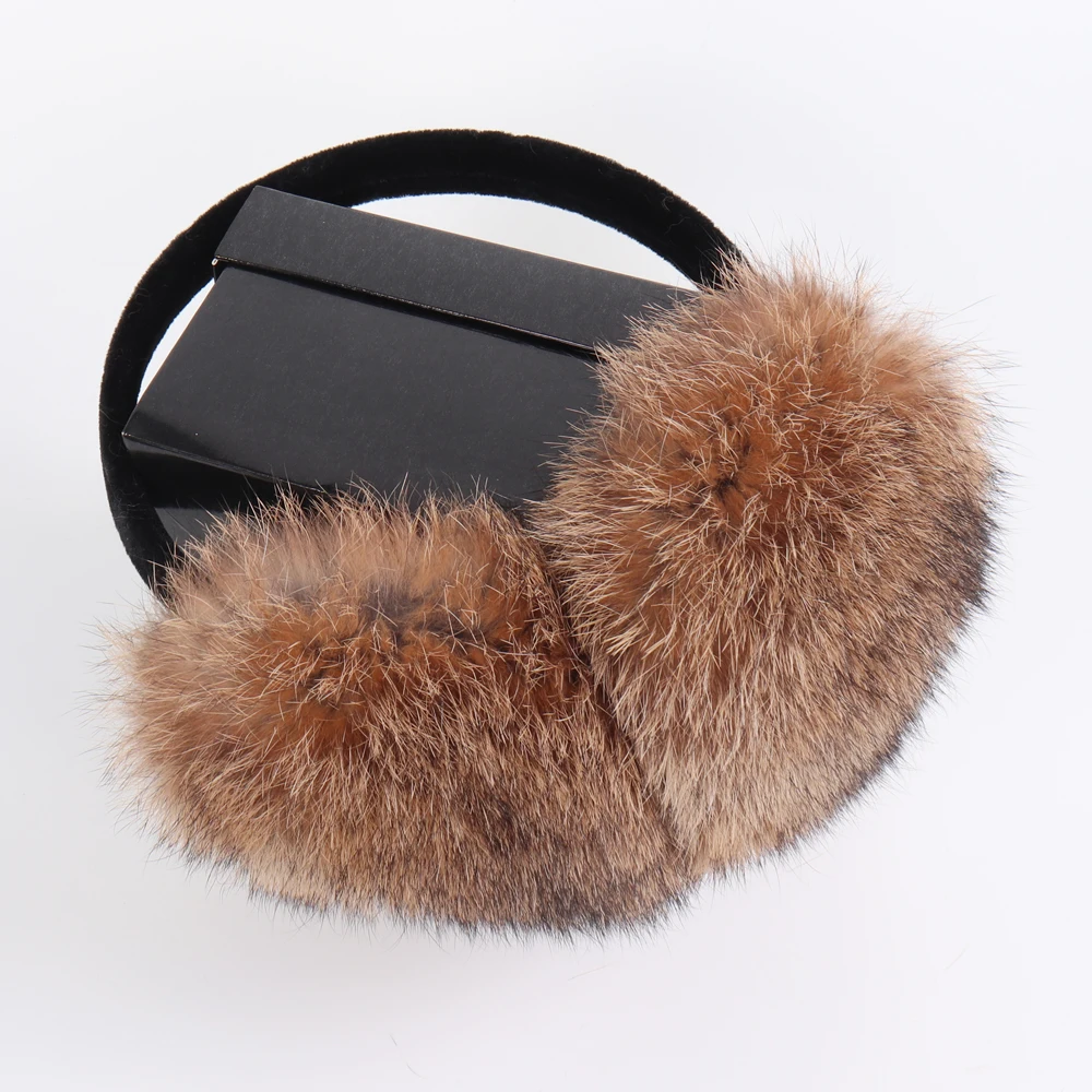 Russian Women Winter 100% Real Rabbit Fur Earmuffs Winter Girls Plush Rabbit Fur Ear Muffs Thermal Lady Warm Rabbit Fur Earmuff