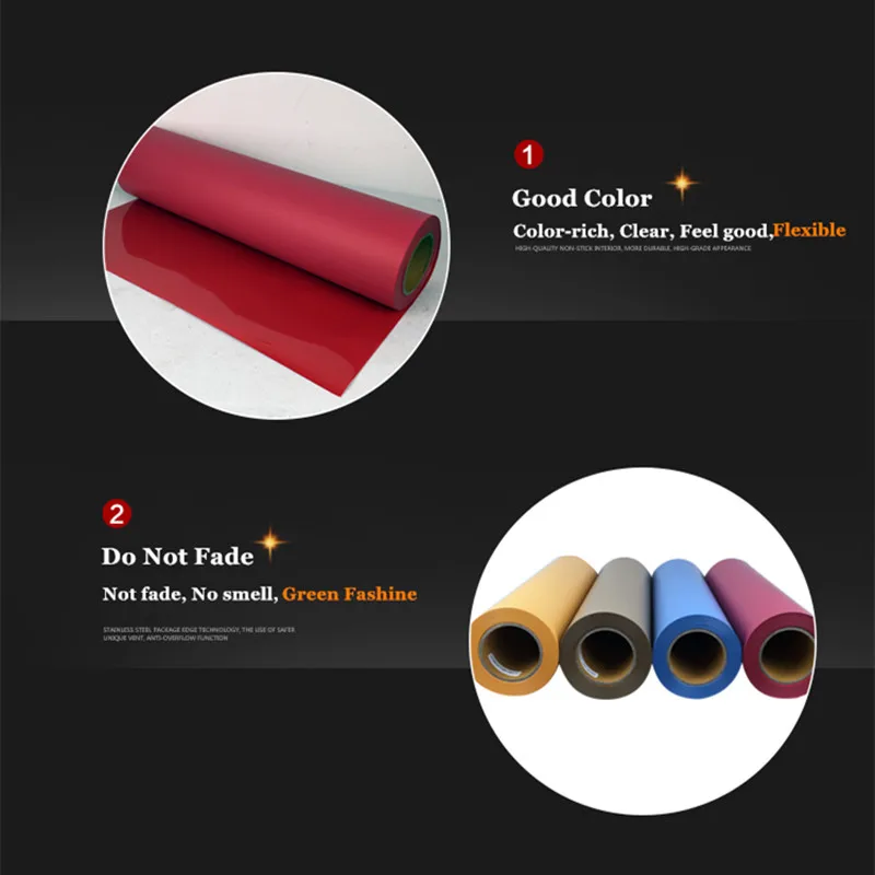 PVC Vinyl from Korea, PVC Heat Transfer Film From Korean 0.51cm*1.0m/roll 17 Colors you can choose