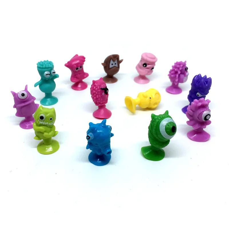 50 Pcs/ Set Cute Cartoon Monster Sucker Small Animal Sucker Plastic Toys Mini Monster Suction Cup Models Collector