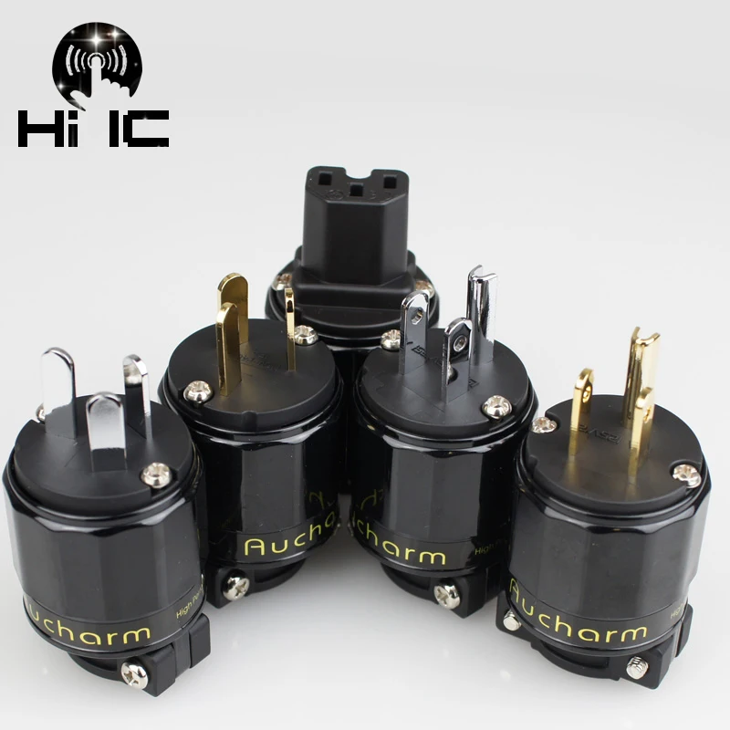 Pozłacana rodowana wtyczka zasilająca USA GB IEC Audio Złącze HiFi Przewód zasilający AC Wtyczki do kabla zasilającego