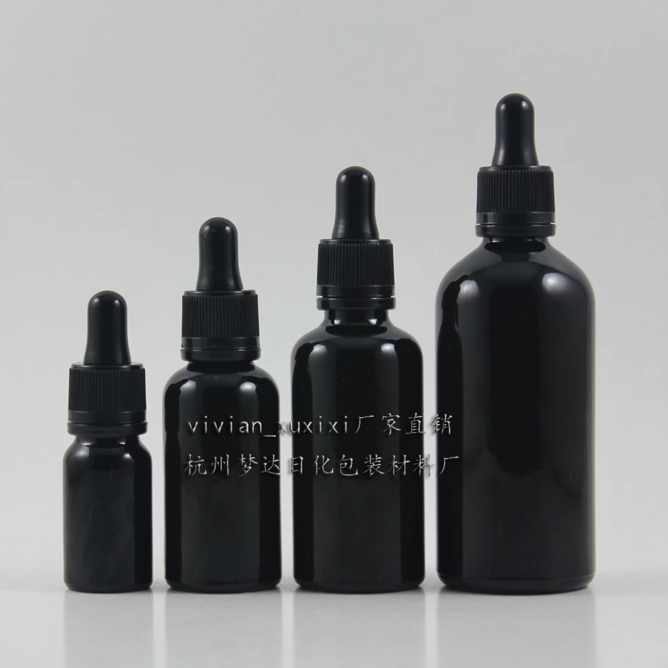 2000pcs 50ml shiny black dropper glass bottle with black plastic cap,dropper container,essential oil bottle,cosmetic container