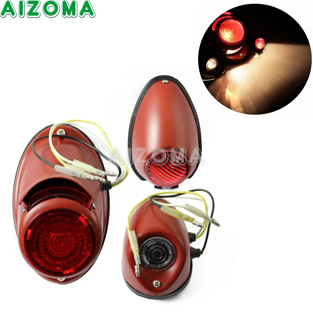 Motorcycle Retro Brake Rear Taillight w/Side Light Front Tail Indicator Lamp For Zundapp KS750 BMW R51 R61 R66 R71 K750 M72