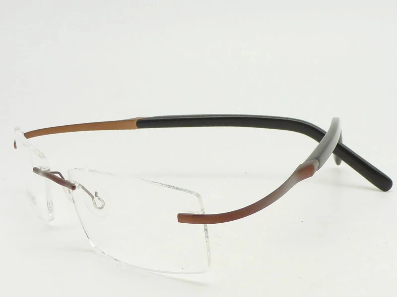 1053 rimless beta titanium prescription glasses with durable IP vacuum color coating rectangle shape simple bendable eyeglasses