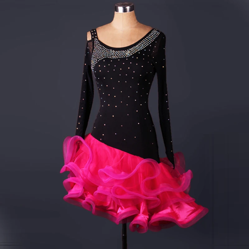 2021 New Adult/girls Latin Dance Dress Women /Lady Cha Cha/Rumba/Samba/Tango/Ballroom Dance Skirt Diamonds Costumes